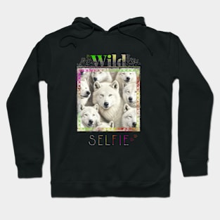 Wolf White Wild Nature Funny Happy Humor Photo Selfie Hoodie